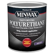 MINWAX Fast-Drying Polyurethane Satin Clear Oil-Based Fast-Drying Polyurethane 1 qt 63010444